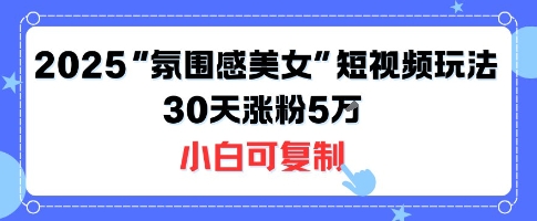 不露脸也能火！2025“氛围感美女”短视频玩法，30天涨粉5W小白可复制——生财有道创业项目网