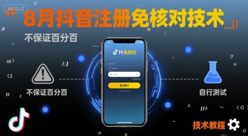 8月抖音注册免核对技术，不保证百分百，自测——生财有道创业项目网