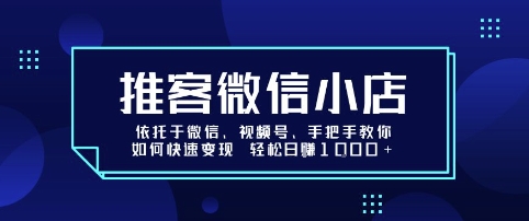 推客微信小店依托于微信、视频号，手把手教你如何快速变现 轻松日入1k+【揭秘】——生财有道创业项目网