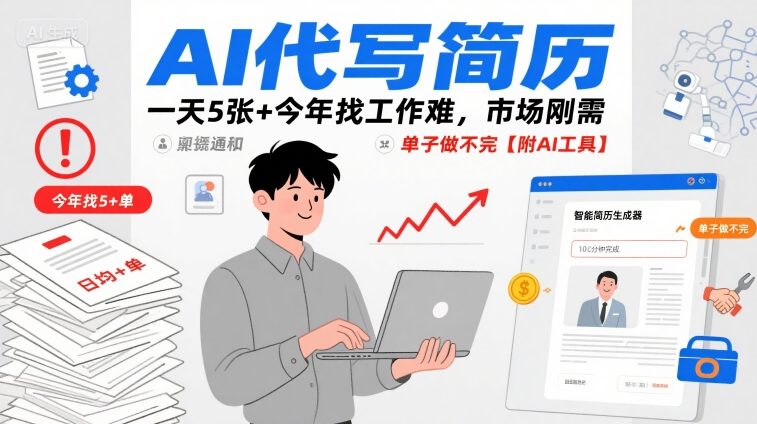 图片[1]-AI代写简历，一天5张+今年找工作难，市场刚需，单子做不完【附AI工具】——生财有道创业项目网-生财有道