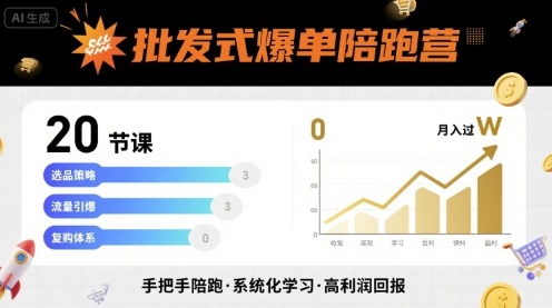 批发式爆单陪跑营，20节课带你实现批发式爆单，带你经松月入过W——生财有道创业项目网