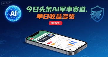 今日头条AI军事赛道，单日收益多张 ，手机可做【附指令】——生财有道创业项目网