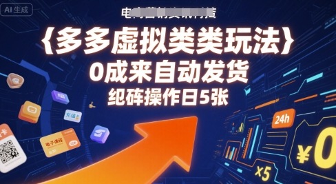 多多虚拟类目玩法，0成本全自动发货，矩阵操作日5张——生财有道创业项目网