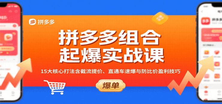 拼多多组合起爆实战课：15大核心打法含截流提价、直通车速爆与防比价盈利技巧_生财有道创业网