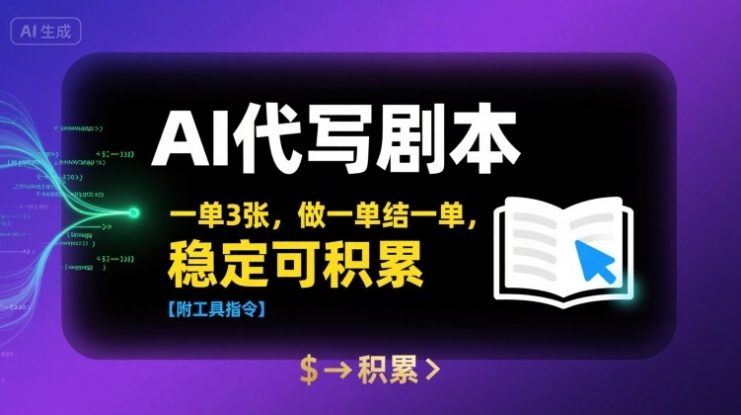 AI代写剧本，一单3张，做一单结一单，稳定可积累【附工具指令】——生财有道创业项目网