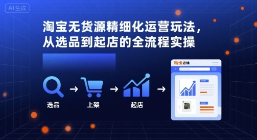 淘宝无货源精细化运营玩法，从选品到起店的全流程实操——生财有道创业项目网