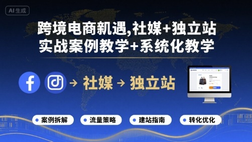 跨境电商新机遇，社媒+独立站，实战案例教学+系统化教学——生财有道创业项目网