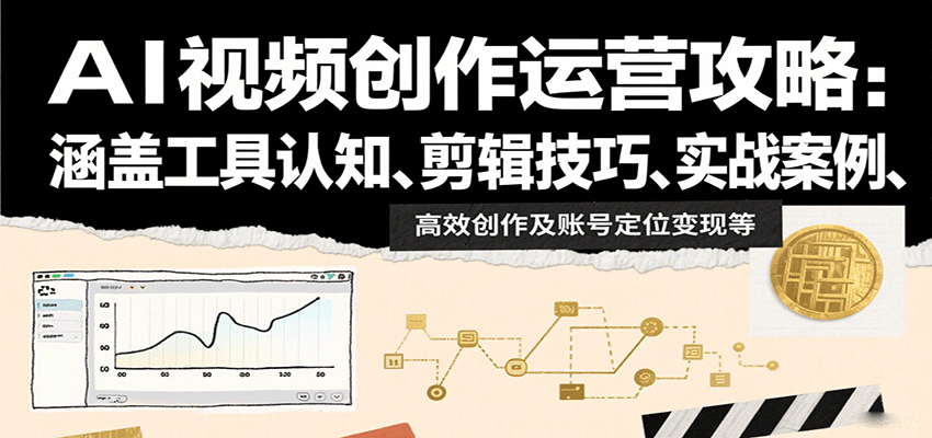 图片[1]-AI视频创作运营攻略：涵盖工具认知、剪辑技巧、实战案例、高效创作及账号定位变现等_生财有道创业网-生财有道