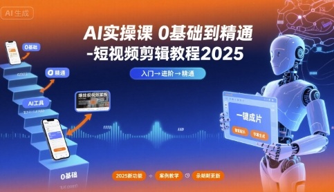 AI实操课0基础到精通-短视频剪辑教程2025——生财有道创业项目网