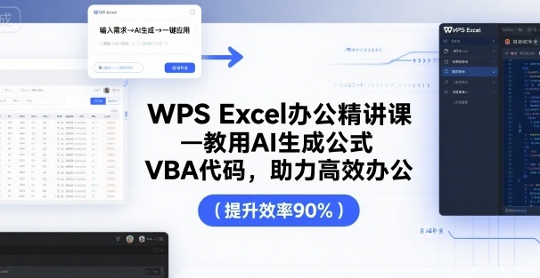 WPS Excel办公精讲课，教用 AI 生成公式，VBA 代码，助力高效办公——生财有道创业项目网