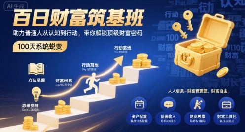 百日财富筑基班，助力普通人从认知到行动，带你解锁顶级财富密码——生财有道创业项目网
