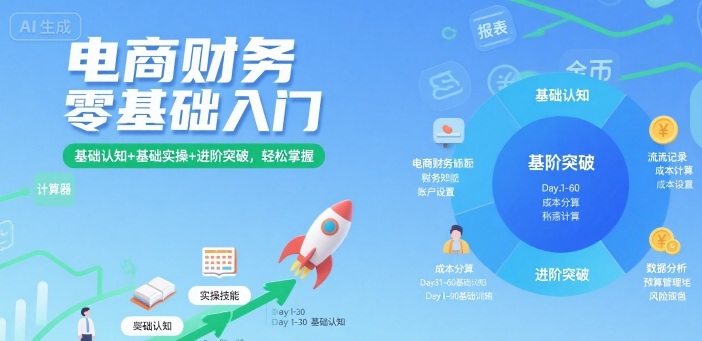 电商财务零基础入门，基础认知+基础实操+进阶突破，轻松掌握——生财有道创业项目网