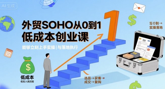外贸SOHO从0到1低成本创业课，能够立刻上手实操与落地执行——生财有道创业项目网
