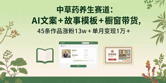 图片[1]-（15925期）中草药养生赛道：AI文案+故事模板+橱带货，45条作品涨粉13w+单月变现1万+_生财有道创业项目网-生财有道