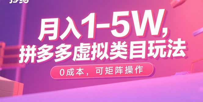 （15903期）月入1-5W，拼多多虚拟类目玩法，0成本，可矩阵操作_生财有道创业项目网
