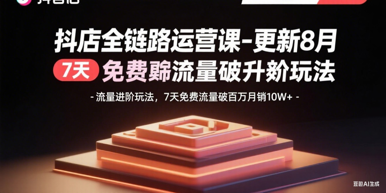 图片[1]-（15918期）抖店全链路运营课-更新8月：流量进阶玩法，7天免费流量破百万月销10W+_生财有道创业项目网-生财有道