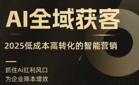 AI全域获客实训营，2025低成本高转化的智能营销，精准找客，高效营销——生财有道创业项目网