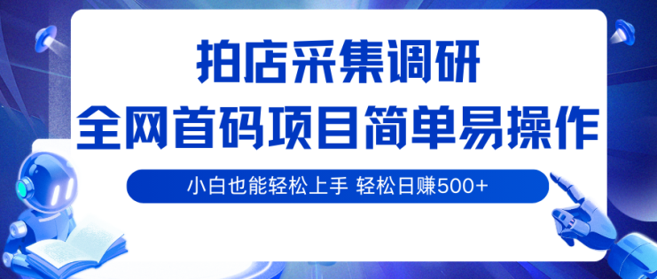 拍店采集调研，全网首码项目，简单易操作， 小白也能轻松上手，轻松日赚500+_生财有道创业网