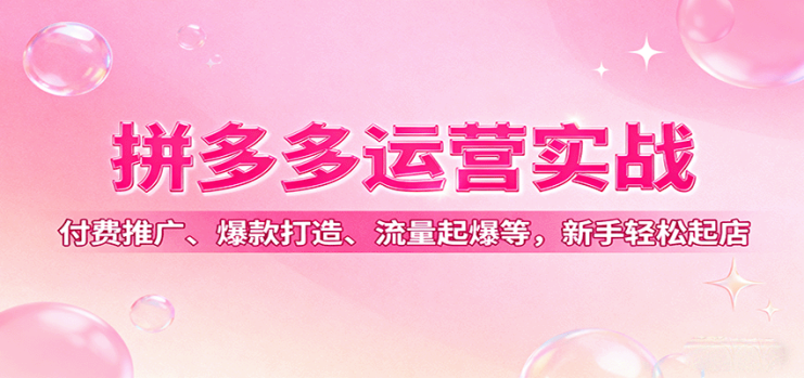 拼多多运营实战,付费推广、爆款打造、流量起爆等,新手轻松起店_生财有道创业网
