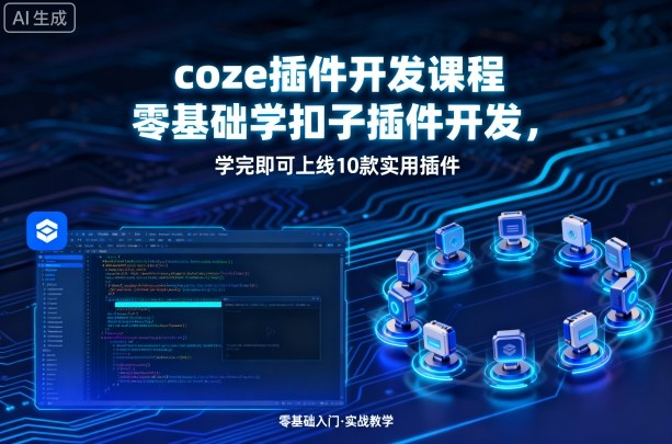 coze插件开发课程，零基础学扣子插件开发，学完即可上线10款实用插件——生财有道创业项目网