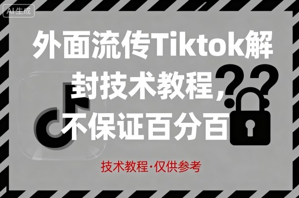 外面流传Tiktok解封技术教程，不保证百分百，具体自测——生财有道创业项目网