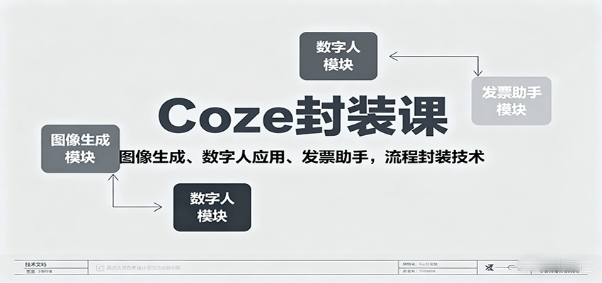 图片[1]-Coze封装课，图像生成、数字人应用、发票助手，流程封装技术_生财有道创业网-生财有道
