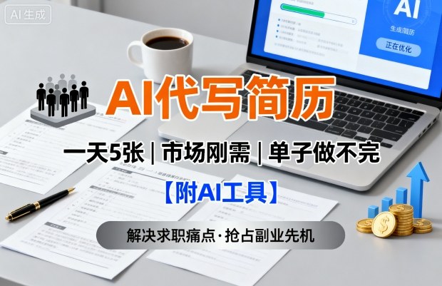 AI代写简历，一天5张，今年找工作难，市场刚需，单子做不完【附AI工具】——生财有道创业项目网