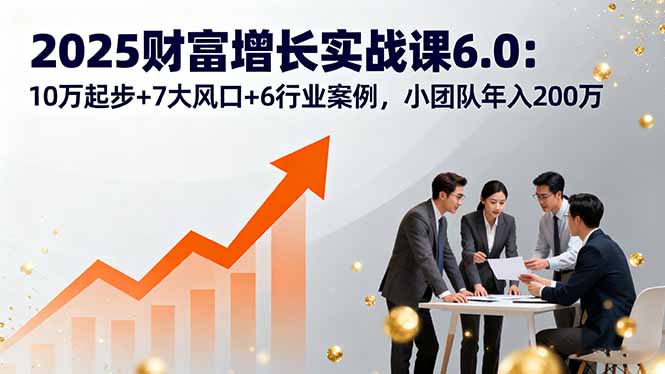 （16004期）2025财富增长实战课6.0：10万起步+7大风口+6行业案例，小团队年入200万_生财有道创业项目网