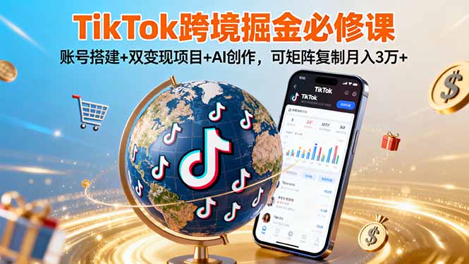 （16003期）TikTo跨境掘金必修课，账号搭建+双变现项目+AI创作，可矩阵复制月入3万+_生财有道创业项目网