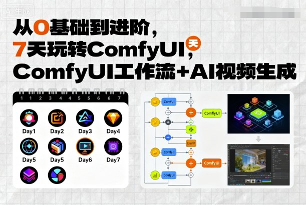 从0基础到进阶，7天玩转ComfyUI，Comfyui工作流+AI视频生成——生财有道创业项目网