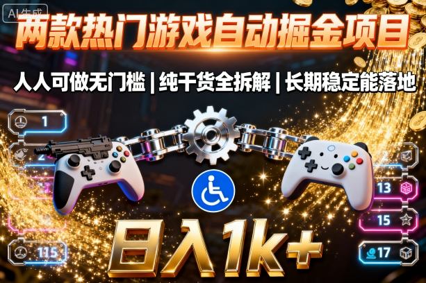 两款热门游戏自动掘金项目，人人可做无门槛，纯干货全拆解，长期稳定能落地，日入1k+【揭秘】——生财有道创业项目网