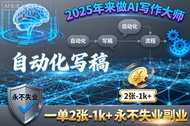 2025年来做AI写作大师，自动化写稿，一单2张-1k+，永不失业副业——生财有道创业项目网