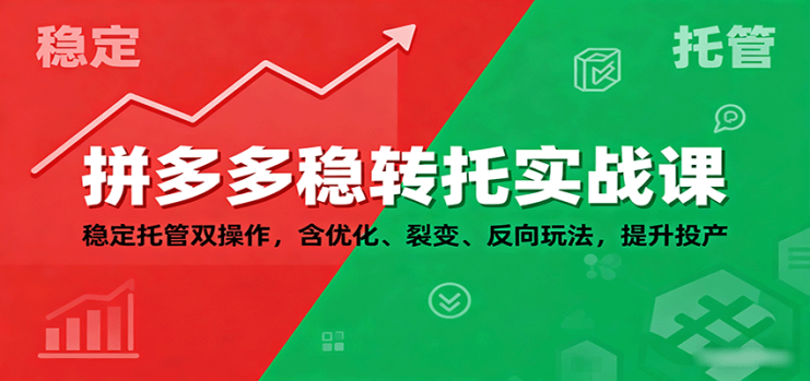 拼多多稳转托实战课：稳定托管双操作，含优化、裂变、反向玩法，提升投产_生财有道创业网