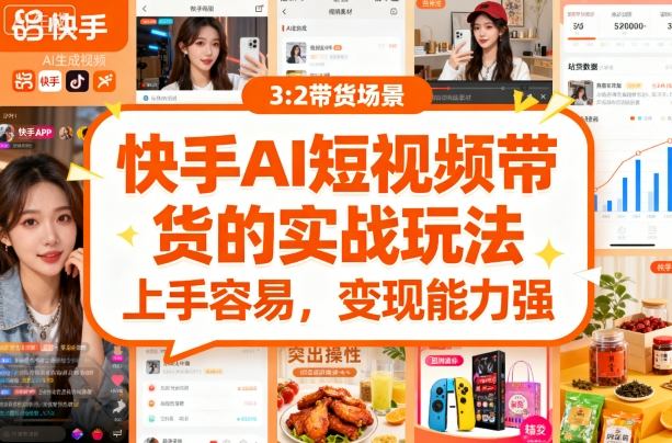 快手ai短视频带货的实战玩法，上手容易，变现能力强——生财有道创业项目网