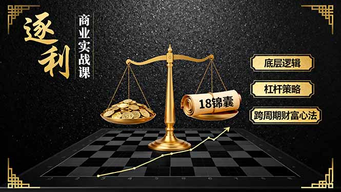 （16046期）《逐 利》商业实战课，底层逻辑、杠杆策略、18锦囊，跨周期财富心法_生财有道创业项目网