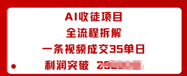 AI收徒项目全流程拆解一条视频成交35单日利润突破1k+——生财有道创业项目网