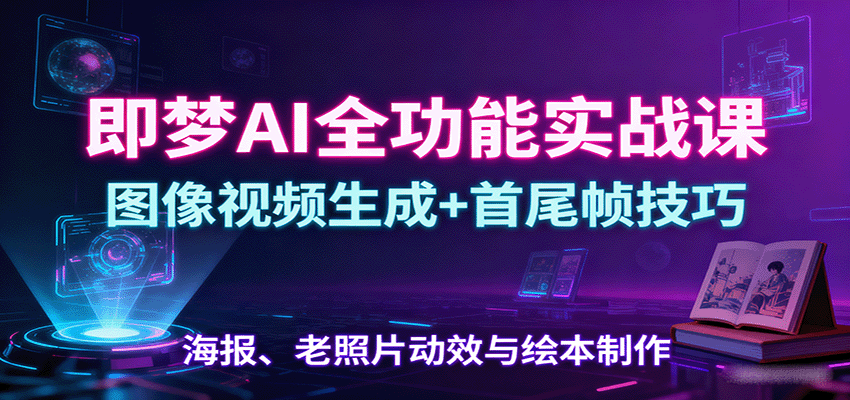 图片[1]-即梦AI全功能实战课：图像视频生成+首尾帧技巧，海报、老照片动效与绘本制作_生财有道创业网-生财有道
