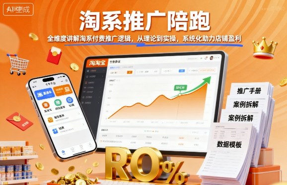 淘系推广陪跑，全维度讲解淘系付费推广逻辑，从理论到实操，系统化助力店铺盈利——生财有道创业项目网