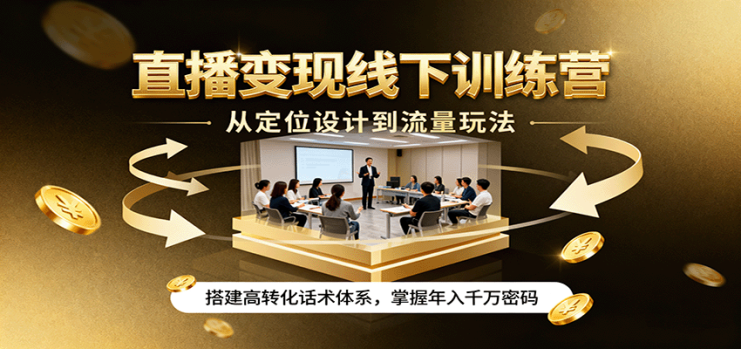 直播变现线下训练营，从定位设计到流量玩法，搭建高转化话术体系，掌握年入千万密码_生财有道创业网