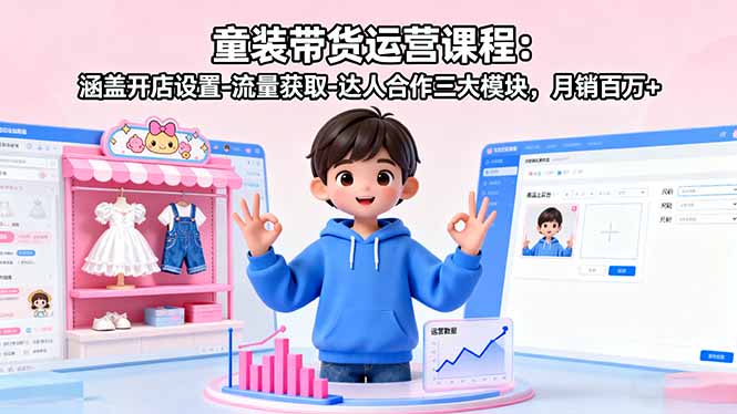 （16081期）童装带货运营课程：涵盖开店设置-流量获取-达人合作三大模块，月销百万+_生财有道创业项目网