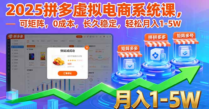 （16088期）2025拼多多虚拟电商系统课，可矩阵，0成本，长久稳定，轻松月入1-5W_生财有道创业项目网