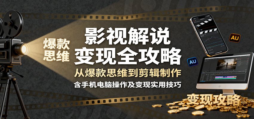 图片[1]-影视解说变现全攻略：从爆款思维到剪辑制作，含手机电脑操作及变现实用技巧_生财有道创业网-生财有道