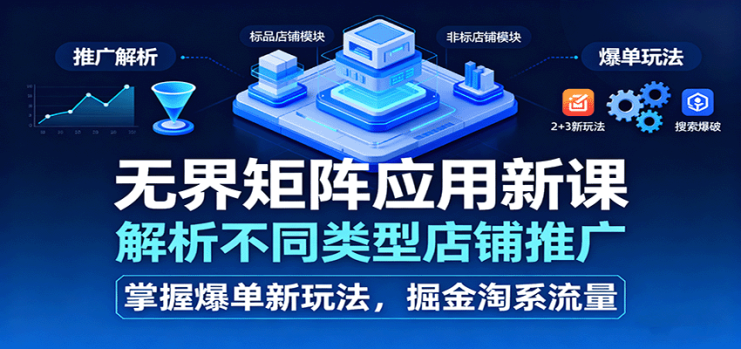 无界矩阵应用新课，解析不同类型店铺推广，掌握爆单新玩法，掘金淘系流量_生财有道创业网