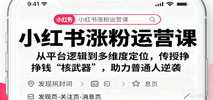 小红书涨粉运营课：从平台逻辑到多维度定位，传授挣钱 “核武器”，助力普通人逆袭_生财有道创业网