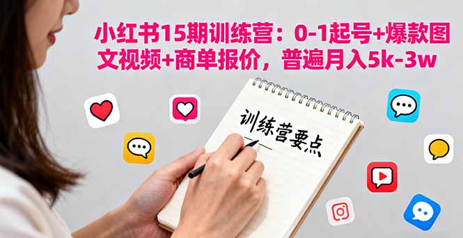 （16144期）小红书15期训练营：0-1起号+爆款图文视频+商单报价，普遍月入5k-3w_生财有道创业项目网