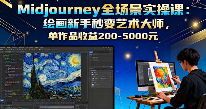 （16125期）Midjourney全场景实操课：绘画新手秒变艺术大师，单作品收益200-5000元_生财有道创业项目网