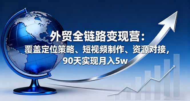（16173期）外贸全链路变现营：覆盖定位策略、短视频制作、资源对接，90天实现月入5w_生财有道创业项目网