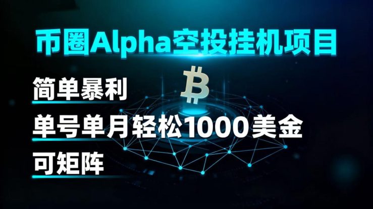 币圈alpha空投挂机项目 简单暴利 单号单月轻松1000+美金 可矩阵_生财有道创业网