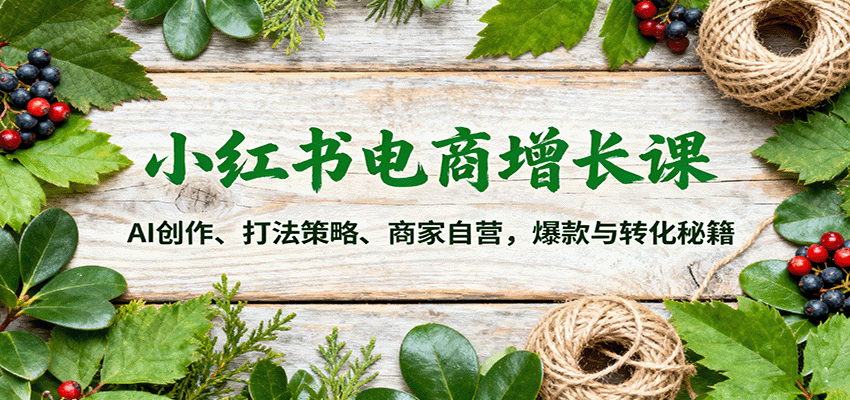 图片[1]-小红书电商增长课：AI创作、打法策略、商家自营，爆款与转化秘籍_生财有道创业网-生财有道