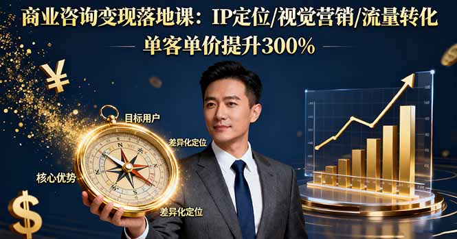 （16249期）商业咨询变现落地课：IP定位/视觉营销/流量转化，单客单价提升300%_生财有道创业项目网